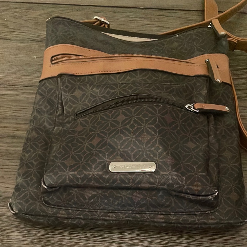 Rosetti Brown Geometric Print Medium Crossbody Ha… - image 4